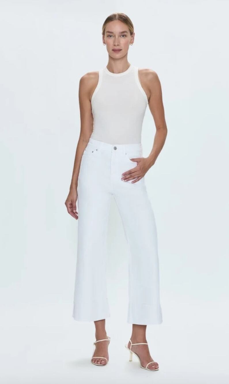 Pistola Lana High Rise Cuffed Crop Ultra Wide Leg Jean Vivid White Size 26 NWOT